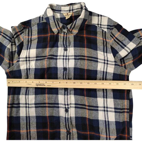 Woolrich Men's Navy Plaid Cotton Button Down Long Sleeve Button Up Size M - Picture 4 of 6